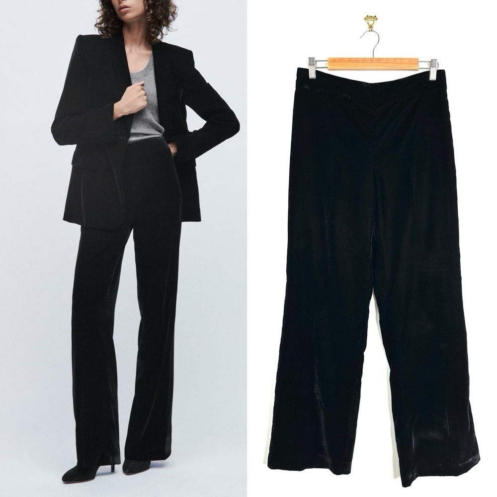 Zara Velur Velvet  Wide Leg  Pants Size M